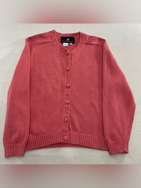 Vintage Peruvian Connection Pima Cotton Women’s Pink Coral Cardigan Size S